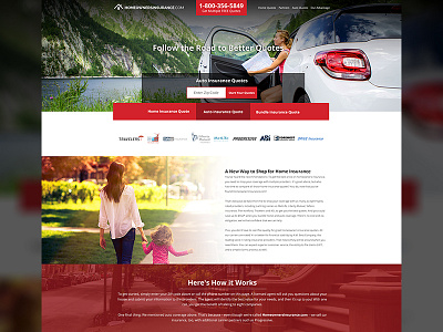 Quotes.HomeOwnersInsurance.com Redesign clean flat home page insurance layout minimal web web design