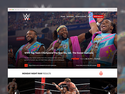 WWE Home Page Redesign Concept design pro wrestling professional wrestling site typography ui ux web wwe