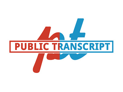 Public Transcript art blue branding design logo music orange