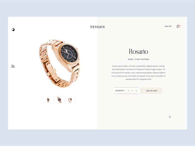 Cart pullout screen principle prototype interaction design concept ux ui web design luxury e-commerce