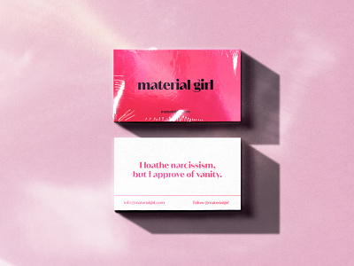 Material Girl Collateral branding business card logo magenta mockup pink print design stationary typography