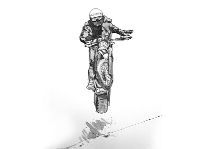 Scrambler black and white commission drawing illustration motorcycle pen and ink