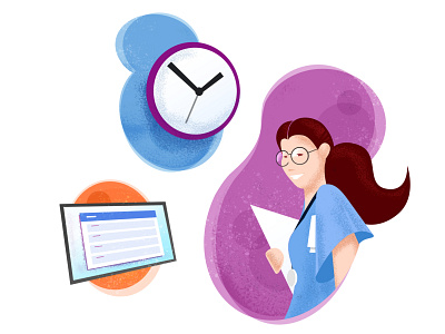 Healthcare Illustrations assets branding clock design doctor healthcare illustration nurse