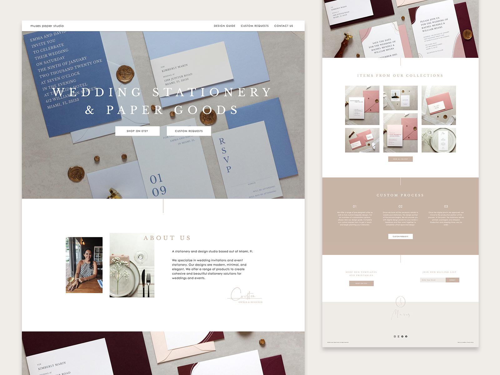 Muses Paper Studio site Design by Cristen Arauz on Dribbble