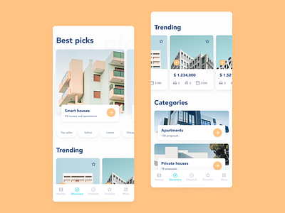 Property rent app 2019 apartment app design ar blue design discover home house ios 12 ios12 mobile property react native rent search ui ux yellow