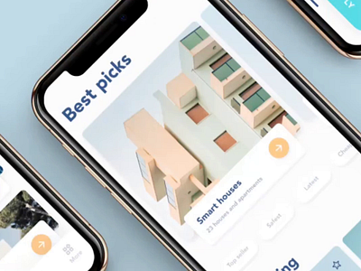 Property rent app: interactions and main exploration flow 2019 animation apartment app design discover elements home house interaction ios 12 mobile react native rent rental app search ui ux virtual tour wizard