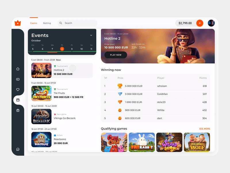 Gambling - Event calendar, Desktop