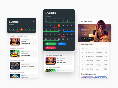 Gambling - Event calendar, Mobile