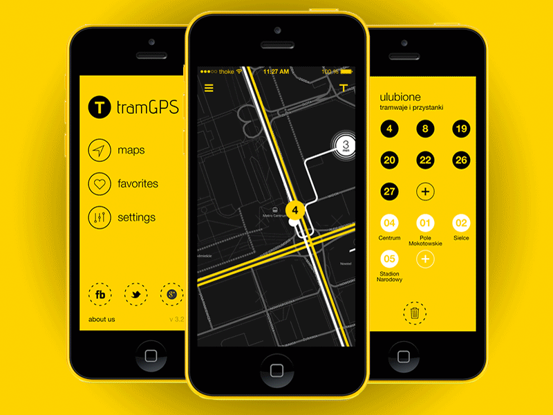 TramGPS app app clean gif ios lab minimal motion radio startup weekend ui ux yellow