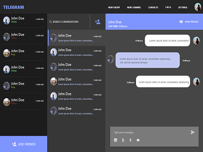 Telegram Desktop App - Night Mode Redesign adobe xd chat desktop app messenger redesign telegram