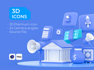 30 Icons | c4D, PNG