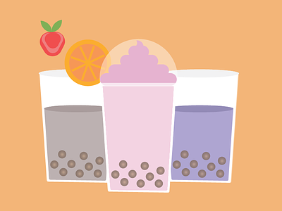 Boba/Bubble Tea boba tea bubble tea fruit icon illustrator menu tea vector
