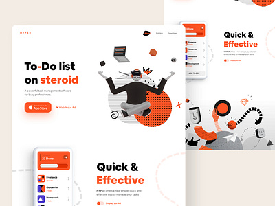 To-Do List App Landing app bold branding brutalism brutalist clean desktop header hero homepage illustration ios landing page shape ui ui design ux web web app website