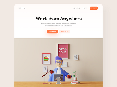 Work From Anywhere - #VisualExploration 3d 3d character bold branding c4d clean creative fun header homepage illustration interface landing page pastels ui ux web webdesign website whitespace