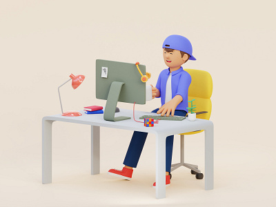 3D Illustration WFH Character