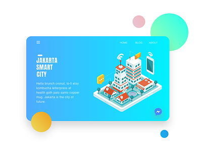 Jakarta Smart City card flat gradient illustration indonesia isometric jakarta landing page ui ux