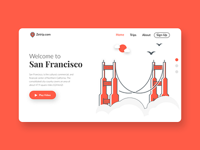 Flat landing page with illustration