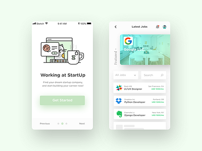 Startup Job Portal App app app design apple flat illustration ios job job portal login ui ux