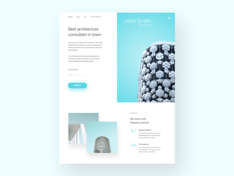 Architect consultant web landing page by Alzea Arafat on Dribbble