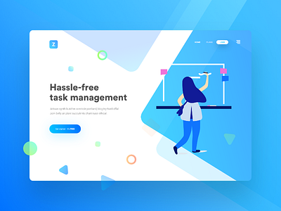 SaaS app card blue card flat design gradient landing page saas web design