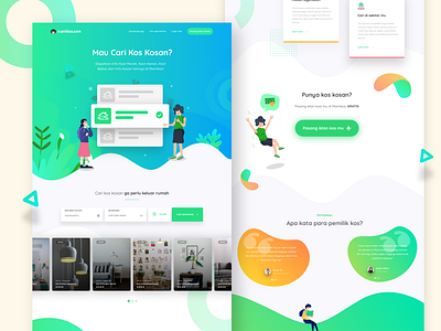 Mamikos landing page concept creative design gradient illustration landing page minimal ui ux web