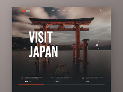 Visit Japan black dark japan landing page photography typography