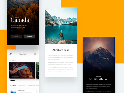 #VisualExploration - Explore Canada android app app design card clean clean app ios minimal minimalism photography traveling travelling typography ui