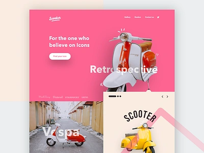 #VisualExploration - Scooter! brutalism clean colors flat landing page minimal minimalism pastel pastel color photograhy typography ui vespa web