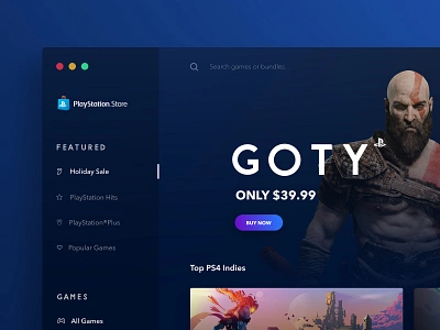 Playstation Store Desktop Concept - #VisualExploration app apple black blue dark desktop fluent design game app game art gradient ios landing page mac app mac app store macosx playstation ui ux