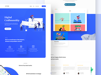 Design Agency Landing Page - #VisualExploration big blue bold clean color contrast flat gradient homepage illustration landing page minimal pastel typogaphy ui web web design website white