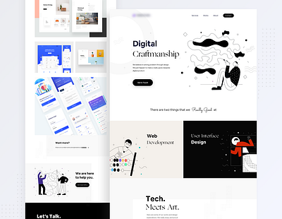 Design Studio Landing Concept clean clean design creative desktop flat illustration landing page minimal minimalism minimalist ui web