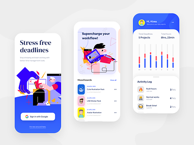 Project Tracking App - Visual Exploratioj app app design application blue card cards clean clean design design illustration ios layout management app minimal mobile app onboarding rounded tracking