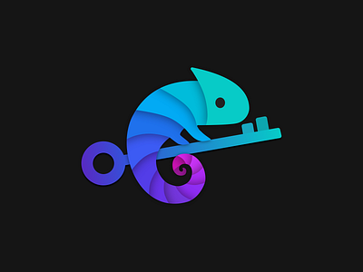 Chameleon app branding chameleon design gradual illustration key logo ui vpn