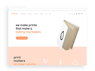 Droplet a print e-commerce website design