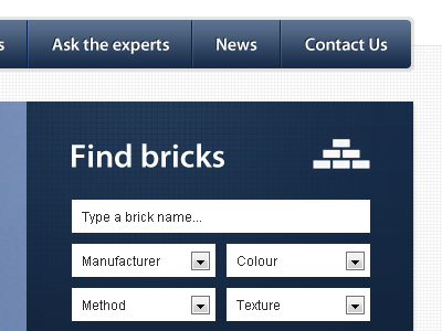 New website bricks icon main menu pattern search