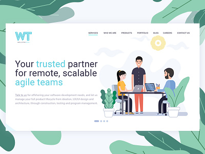 WT Landing Page branding colorful green homepage illustration landing page simple simplicity software sri lanka ui ux