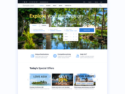 Hotel and Flight Booking Website Concept 2020 2020 trend clean colorful flight booking flight search happy new year happy new year 2020 hotel booking hotel search sri lanka travel ui ux web design landing page website