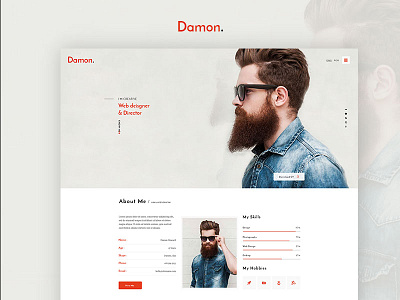 Damon - Resume WordPress Theme & HTML Template cv htmlmate personal personal portfolio wp theme resume resume wordpress theme vcard