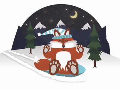 Snow Fox 2020 christmas design digital illustration fox illustration mountains sledding vector winter