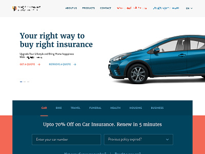 Insurance Website UI app buying design digital flat insurance insurance company minimal online typography ui ux web website