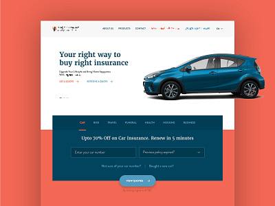 Insurance Website UI auto buying car design digital insurance insurance company online travel typography ui ux web website
