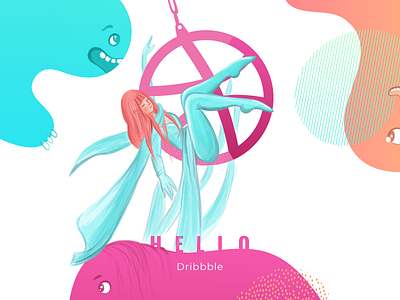 Hello Dribbble art character design dribbble hello illustration invites sketch