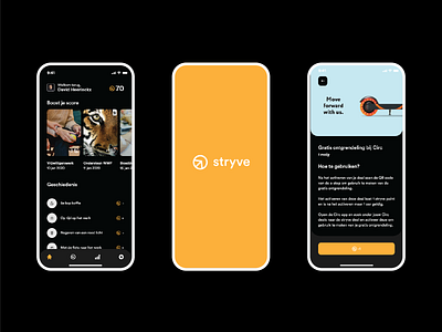 Stryve - a life changing app app branding clean concept dark design interface minimal mockup popular product product design ui ux