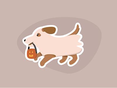 Who's a spooky boy? adobe illustrator art boi design dog dog illustration ghost halloween illustration jack o lantern pumpkin spooky sticker sticker mule vector