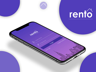 Rento Login Iphone X Mockup application apps login mobile rento