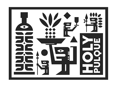 Holy Pulque character design drink illustration label simple vector
