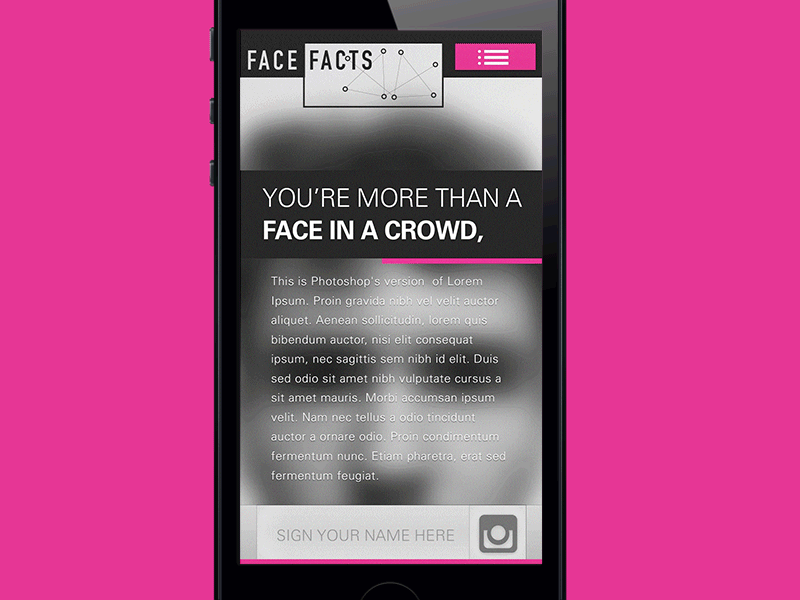 Facefacts Test face gif pink test ui ux