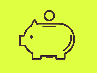 Piggy Bank Icon bank change edges green icon line money piggy rounded work
