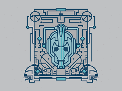 Doctor Who: Cyberman blue docto icon illustration linework vector who