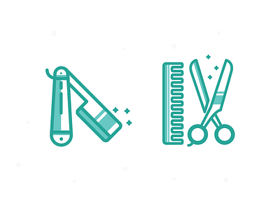 Shave And a Haircut grooming icon illustration teal vector